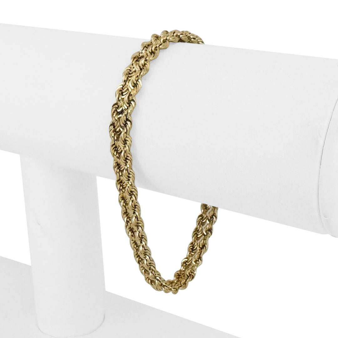 14k Yellow Gold 4.8g Hollow Diamond Cut 6mm Double Rope Bracelet 7.25"