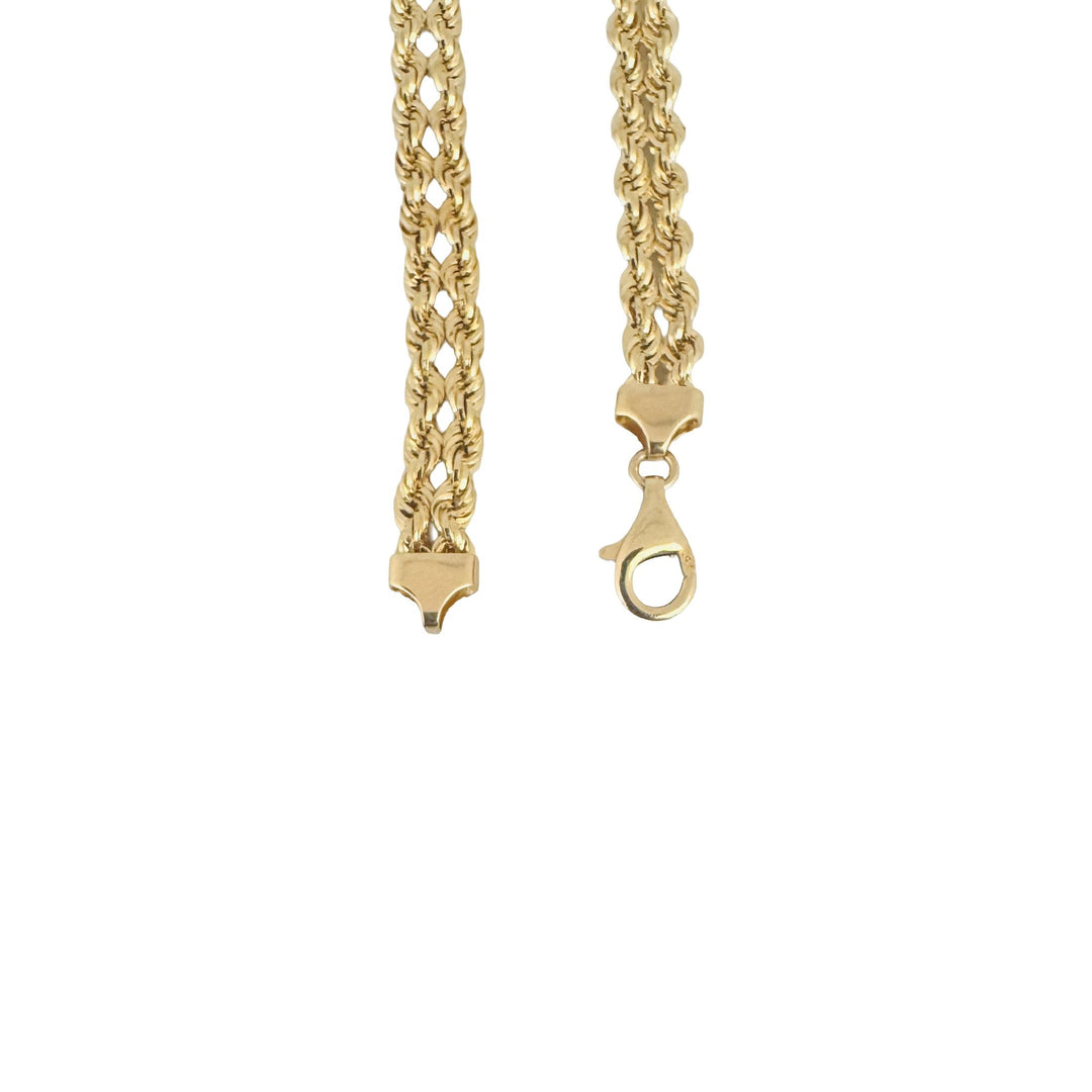14k Yellow Gold 4.8g Hollow Diamond Cut 6mm Double Rope Bracelet 7.25"