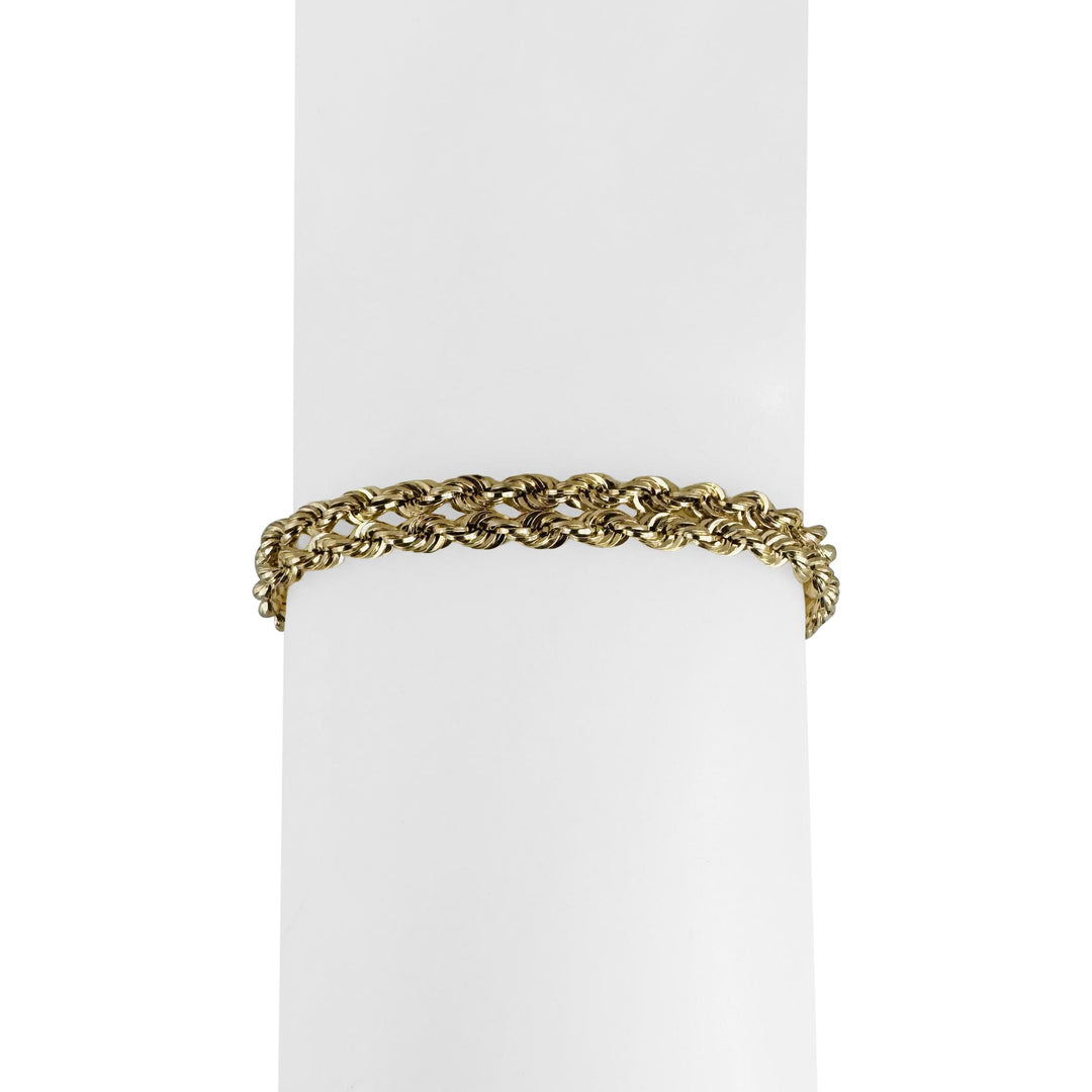 14k Yellow Gold 4.8g Hollow Diamond Cut 6mm Double Rope Bracelet 7.25"