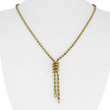 14k Yellow Gold 7g Hollow 2.5mm Lariat Tassel Rope Chain Necklace 20"