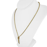 14k Yellow Gold 7g Hollow 2.5mm Lariat Tassel Rope Chain Necklace 20"