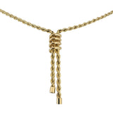14k Yellow Gold 7g Hollow 2.5mm Lariat Tassel Rope Chain Necklace 20"