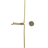 14k Yellow Gold 7g Hollow 2.5mm Lariat Tassel Rope Chain Necklace 20"