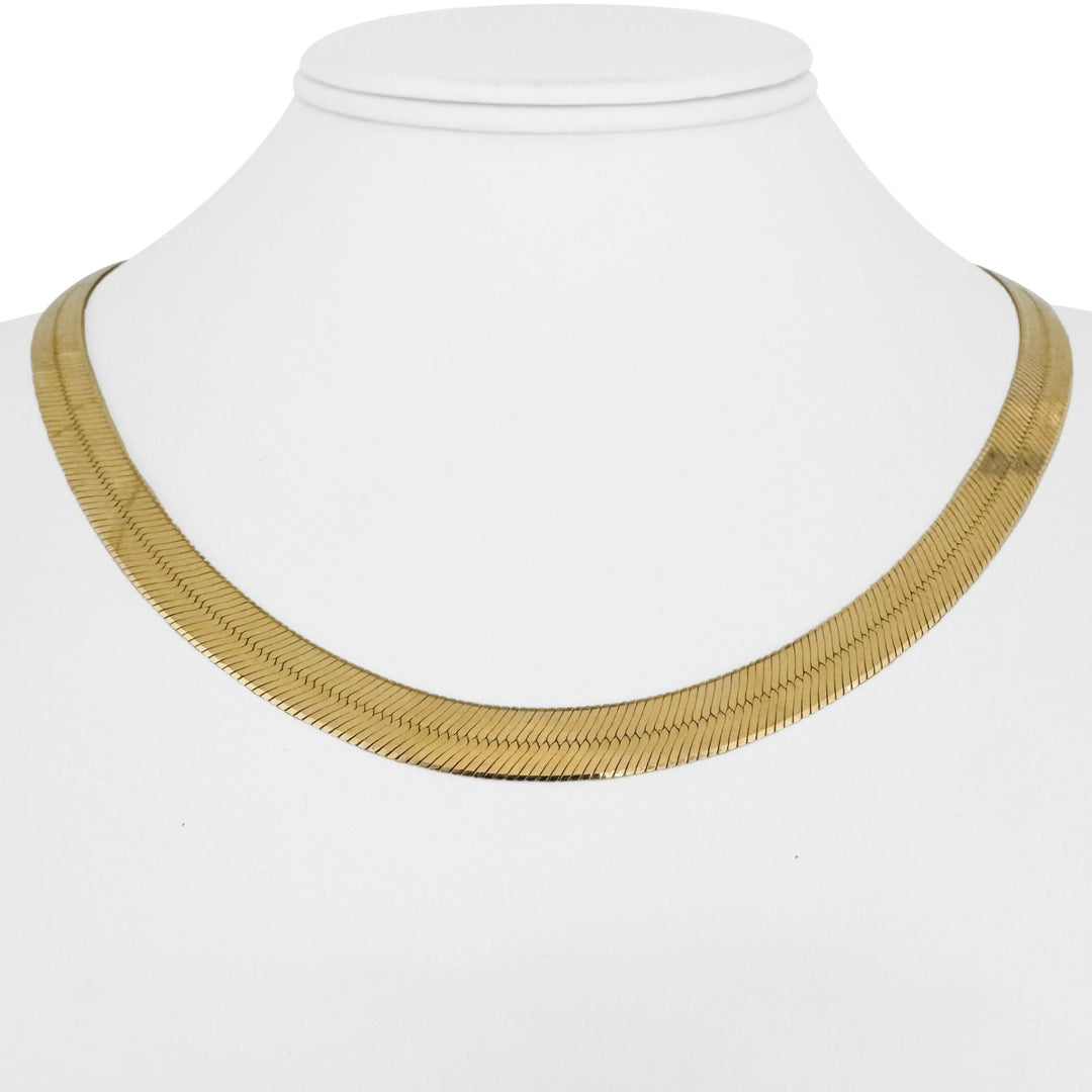 14k Yellow Gold 20.7g Solid Thick 7mm Herringbone Link Necklace Italy 18"