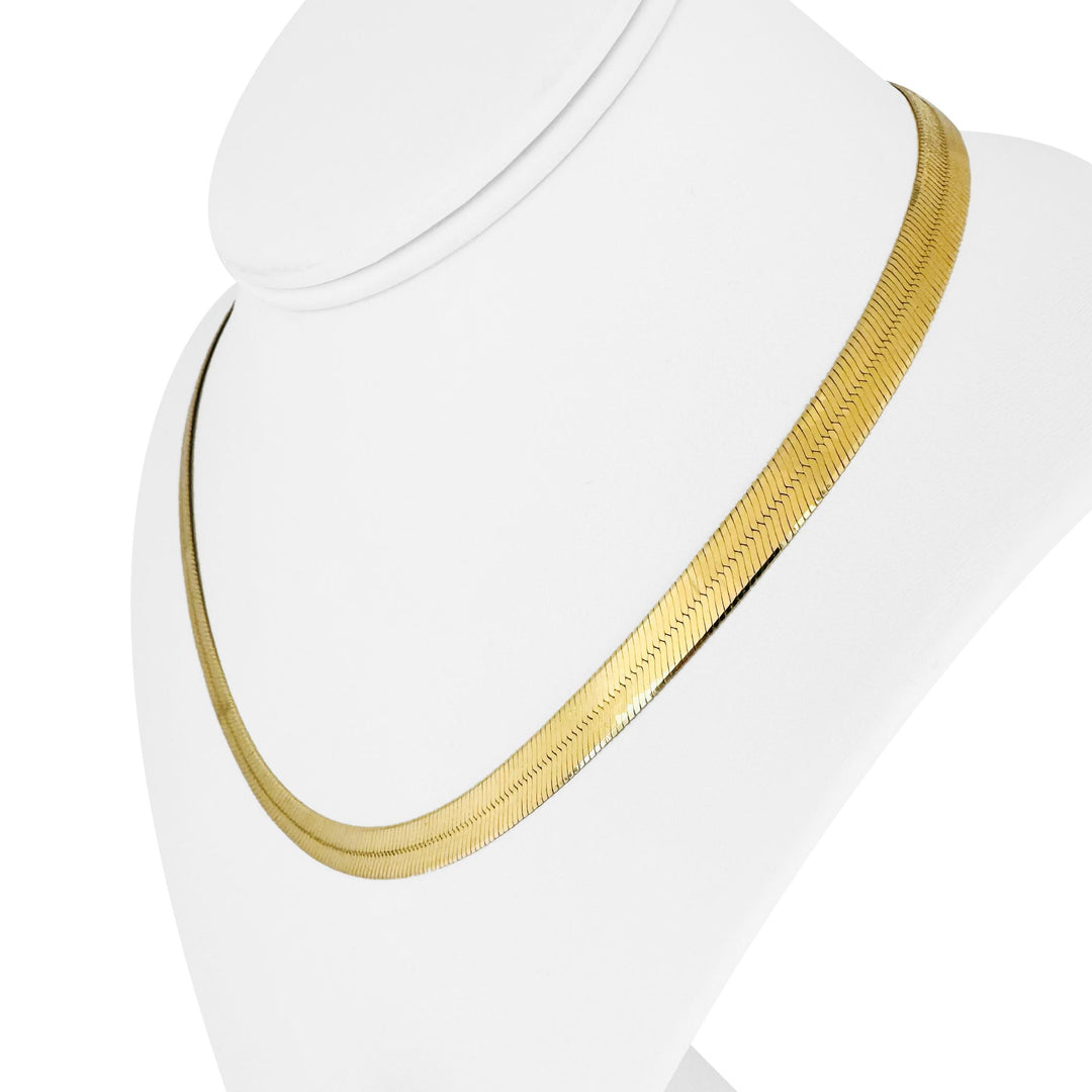 14k Yellow Gold 20.7g Solid Thick 7mm Herringbone Link Necklace Italy 18"