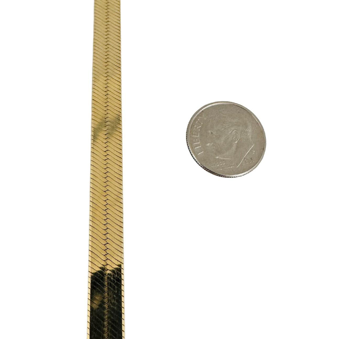14k Yellow Gold 20.7g Solid Thick 7mm Herringbone Link Necklace Italy 18"