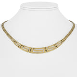 14k Yellow Gold 13.8g Vintage Graduated Greek Key Panel Link Necklace 17"