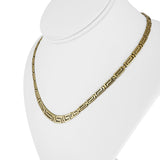14k Yellow Gold 13.8g Vintage Graduated Greek Key Panel Link Necklace 17"