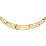 14k Yellow Gold 13.8g Vintage Graduated Greek Key Panel Link Necklace 17"