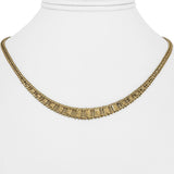 14k Yellow Gold 12g Imperial Gold Graduated Beaded Mirror Bar Link Necklace 17"