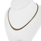 14k Yellow Gold 12g Imperial Gold Graduated Beaded Mirror Bar Link Necklace 17"