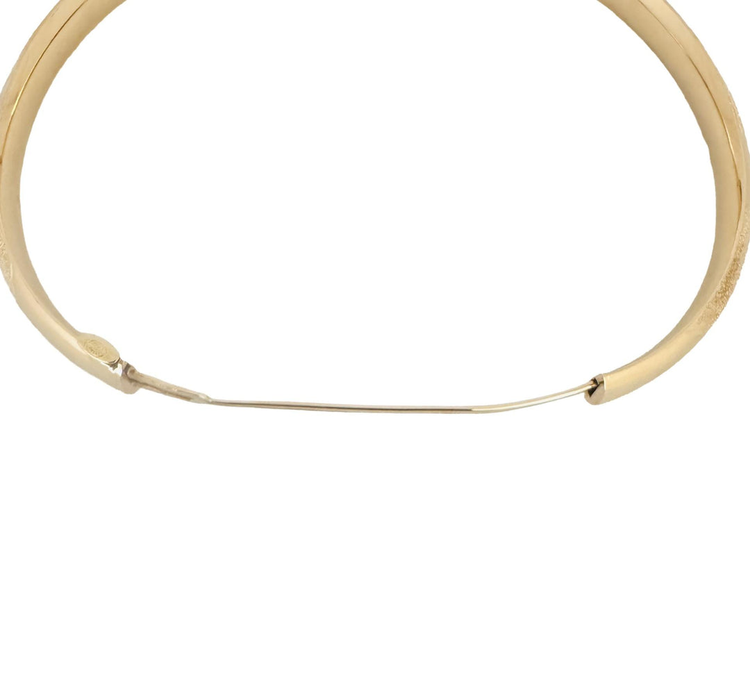 14k Yellow Gold 5.9g Hollow Light 6mm Striped Floral Bangle Bracelet 7.25"