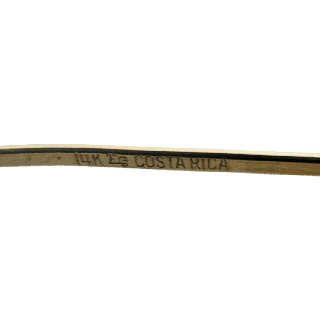 14k Yellow Gold 5.9g Hollow Light 6mm Striped Floral Bangle Bracelet 7.25"