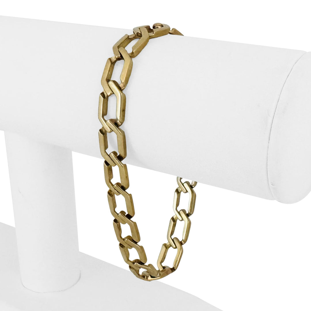 14k Yellow Gold 23.7g Men's Vintage 8.5mm Squared Curb Link Bracelet 8"