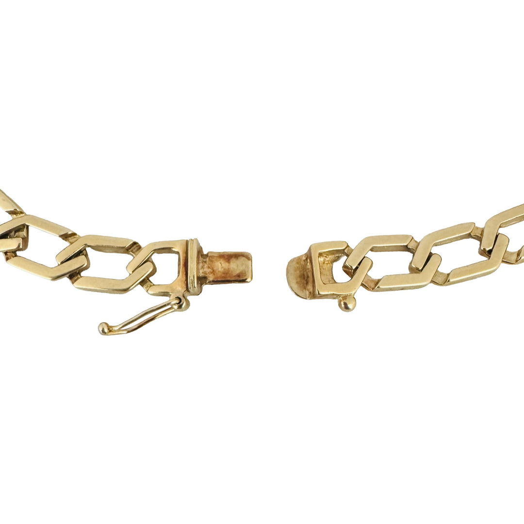 14k Yellow Gold 23.7g Men's Vintage 8.5mm Squared Curb Link Bracelet 8"
