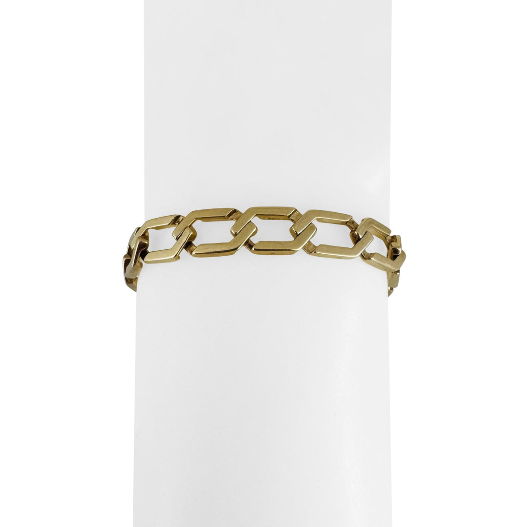 14k Yellow Gold 23.7g Men's Vintage 8.5mm Squared Curb Link Bracelet 8"