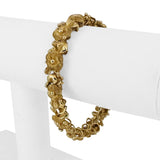 14k Yellow Gold 30g Solid Heavy 12mm Fancy Floral Link Bracelet 7"