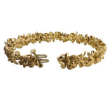 14k Yellow Gold 30g Solid Heavy 12mm Fancy Floral Link Bracelet 7"