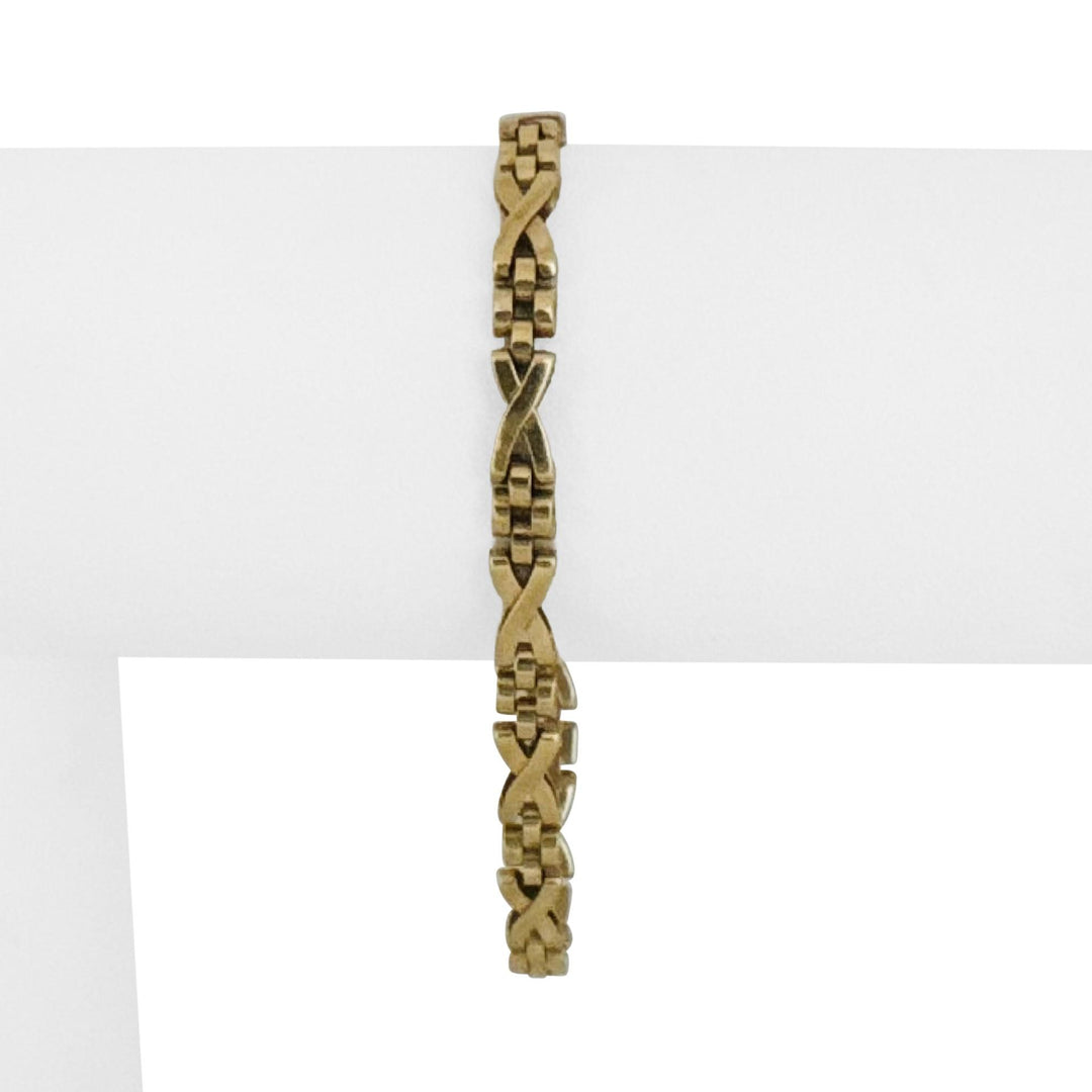14k Yellow Gold 9.4g Vintage Ladies 5mm Fancy Panther X Link Bracelet Italy 7"