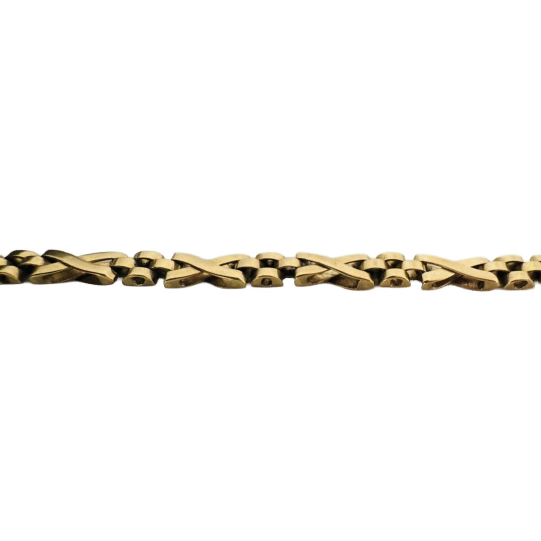 14k Yellow Gold 9.4g Vintage Ladies 5mm Fancy Panther X Link Bracelet Italy 7"