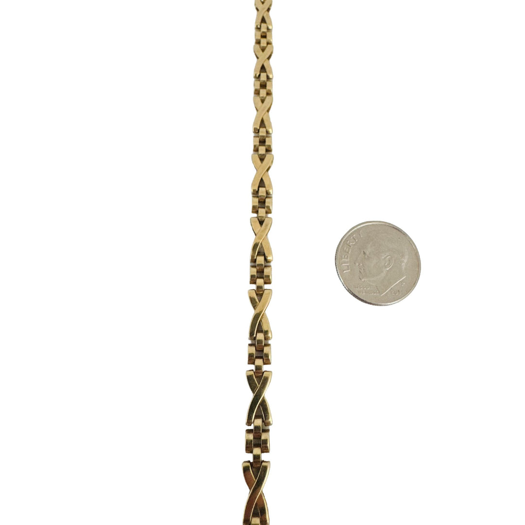 14k Yellow Gold 9.4g Vintage Ladies 5mm Fancy Panther X Link Bracelet Italy 7"