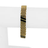 14k Yellow Gold 25.8g Solid Ladies 10mm Enamel Inlay Tank Link Bracelet 7"