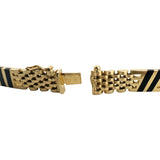 14k Yellow Gold 25.8g Solid Ladies 10mm Enamel Inlay Tank Link Bracelet 7"