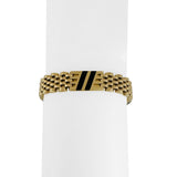 14k Yellow Gold 25.8g Solid Ladies 10mm Enamel Inlay Tank Link Bracelet 7"