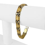 14k Yellow and White Gold 15g Ladies 9mm Fancy Link Bracelet Italy 7.25"