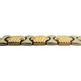 14k Yellow and White Gold 15g Ladies 9mm Fancy Link Bracelet Italy 7.25"