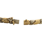 14k Yellow and White Gold 15g Ladies 9mm Fancy Link Bracelet Italy 7.25"