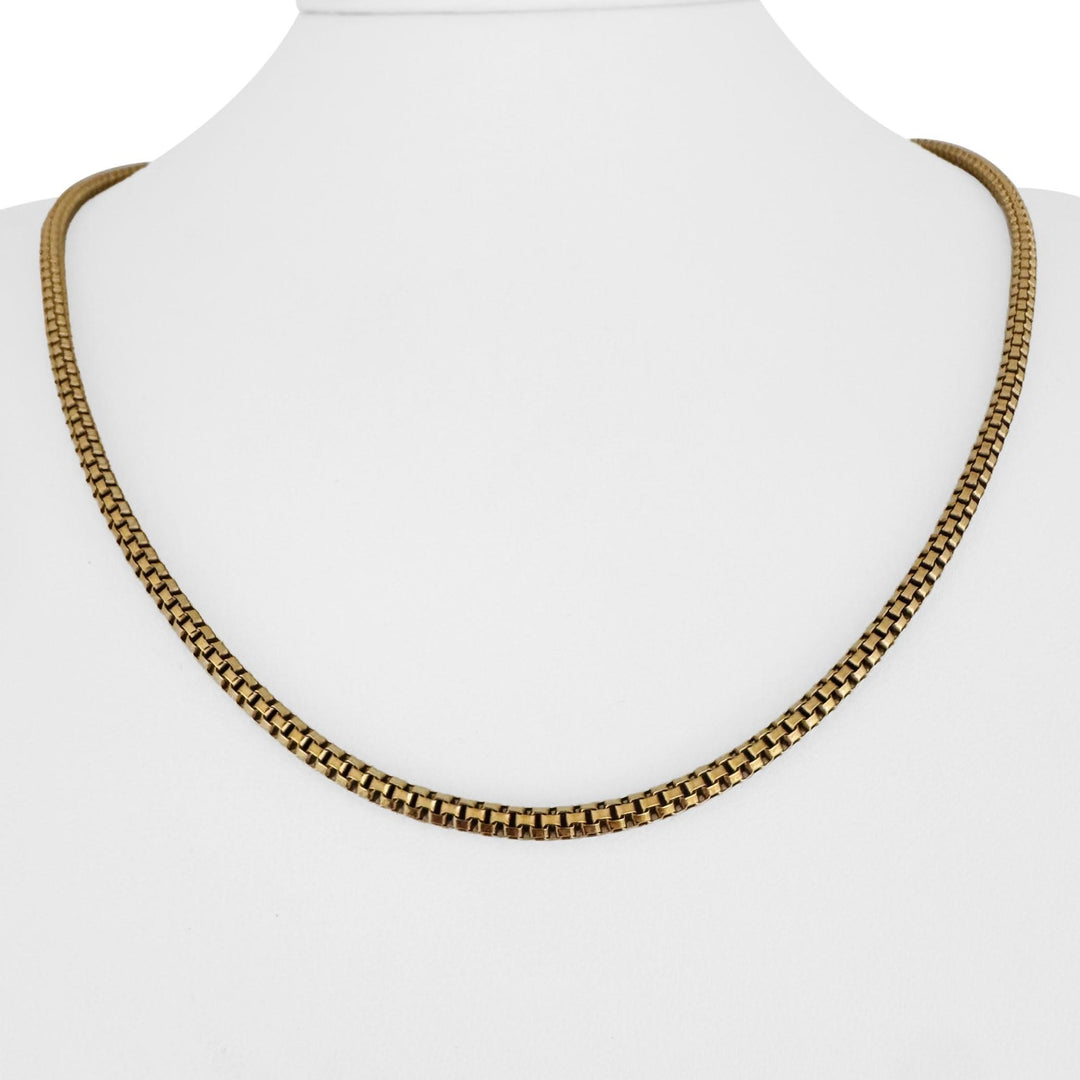 14k Yellow Gold 15.8g Vintage Solid Rounded Box Link Necklace 20.5"