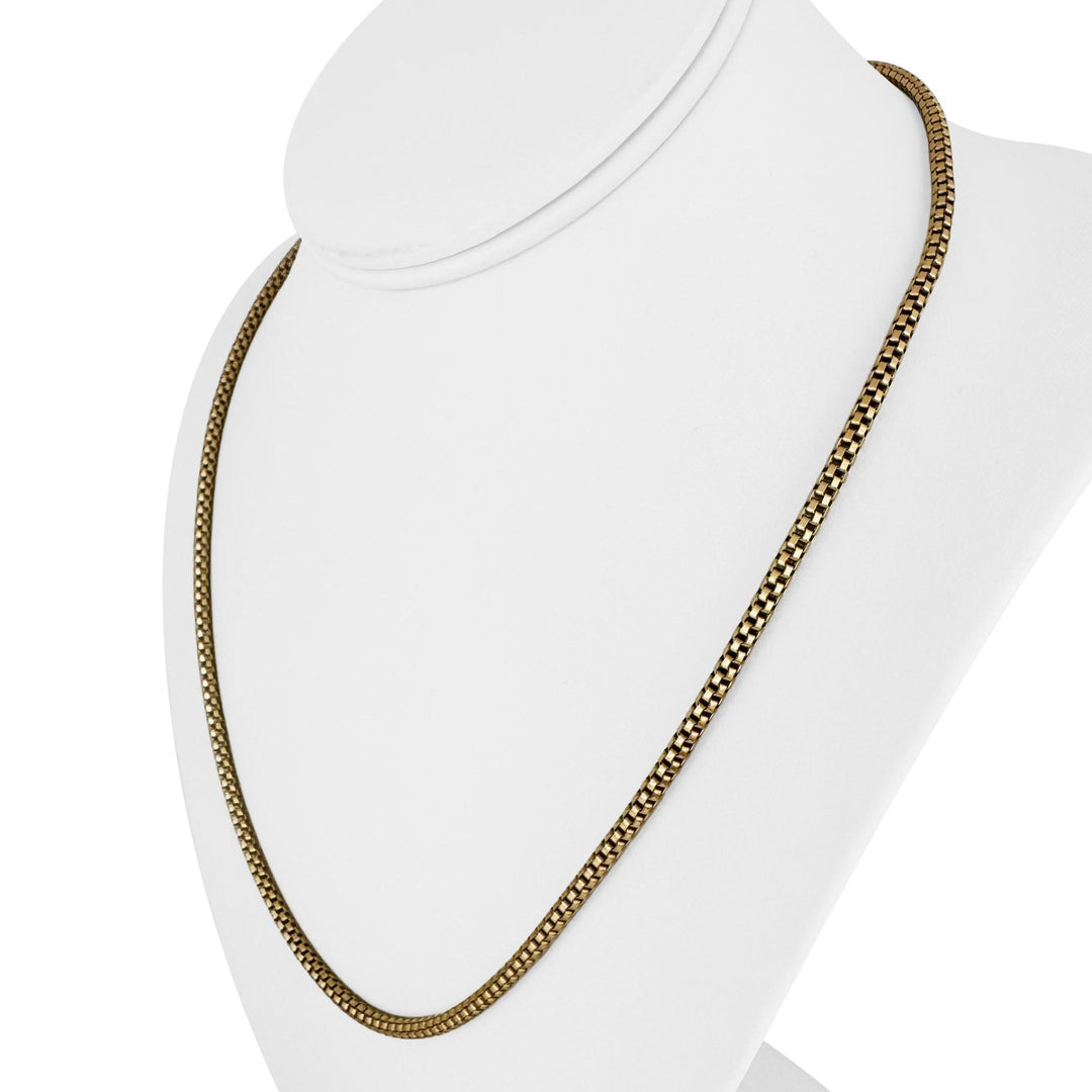 14k Yellow Gold 15.8g Vintage Solid Rounded Box Link Necklace 20.5"