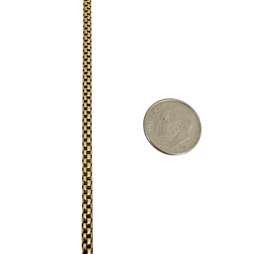 14k Yellow Gold 15.8g Vintage Solid Rounded Box Link Necklace 20.5"
