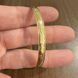 18k Yellow Gold 12.6g Solid Vintage Sea Life 6mm Bangle Bracelet 8.25"