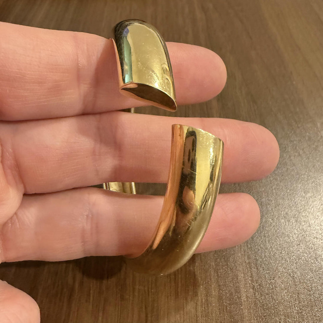 18k Yellow Gold 71g Solid Very Heavy Slip On Bypass Bangle 7.75"