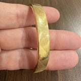 18k Yellow Gold 20.3g Heavy Polished & Brushed Striped Bangle Bracelet Italy 7"