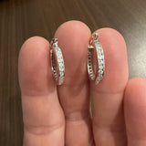 14k White Gold and 1cttw Diamond Eternity Hoop Earrings