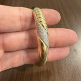 14k Yellow Gold and 0.50cttw Diamond 36.4g Solid Heavy Bangle Bracelet 6.5"