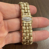 14k Yellow Gold and Diamond 39.8g Heavy Basket Weave Woven Link Bracelet 7"