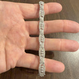 14k White Gold and 1cttw Diamond Vintage Intricate Filigree Link Bracelet 7"