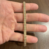 14k Yellow Gold and 2cttw Diamond 19.4g Ladies Fancy Link Bracelet 7"