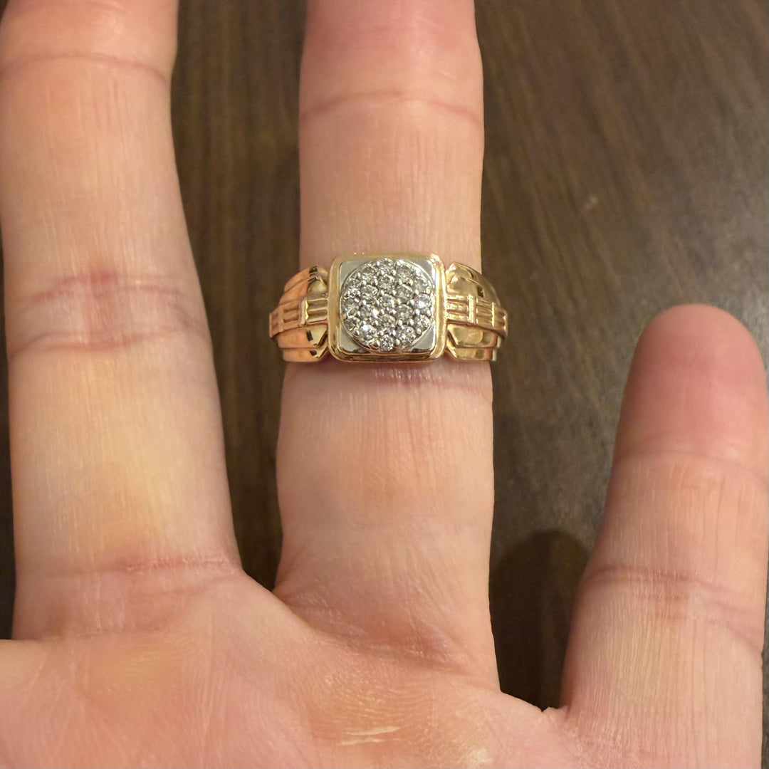 18k Rose Gold and 0.32cttw Diamond Vintage Men's Ring Size 9.5