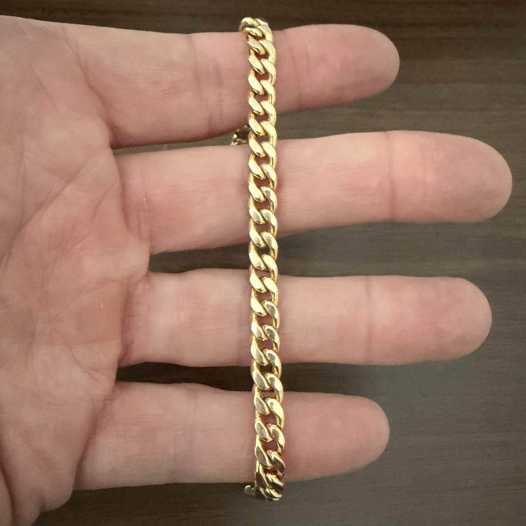14k Yellow Gold 11.6g Semi Solid 6mm Men's Cuban Link Bracelet Italy 8"