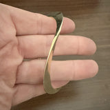 14k Yellow Gold 33g Solid Heavy Geometric Curved Bangle Bracelet 8.75"