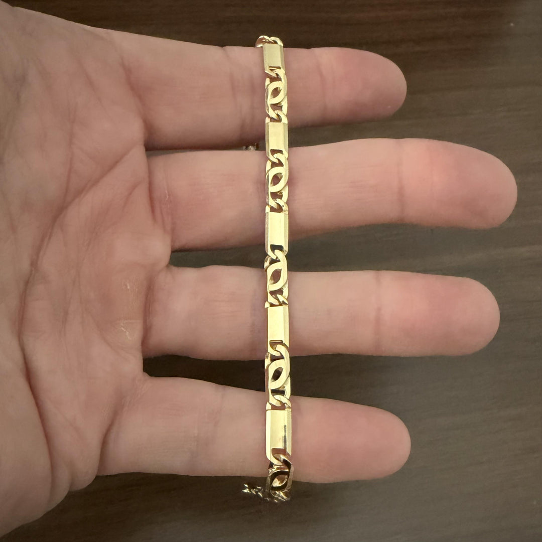 14k Yellow Gold 13.4g Solid Vintage Men's 5mm Figarucci Link Bracelet 8.5"