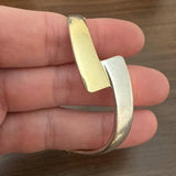14k Yellow and White Gold 23g Solid Bypass Bangle Bracelet Italy 6.75"