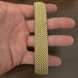 14k Yellow Gold 40.7g Thick Wide 20mm Mesh Link Bracelet Italy 7.25"