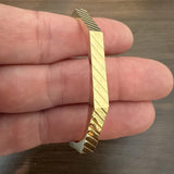 14k Yellow Gold 13.6g Vintage Striped 5.mm Octagonal Bangle Bracelet 6.75"