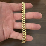 14k Yellow Gold 22.4g Semi Solid 9.5mm Men's Cuban Link Bracelet Italy 8.5"